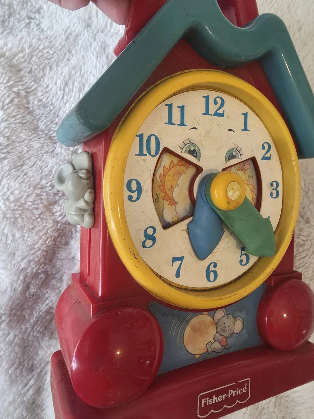Vintage 1994 Fisher Price Wind up Music Learning Clock WORKS!
